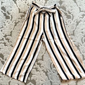 Women’s high waisted cropped wide legged stripe pants